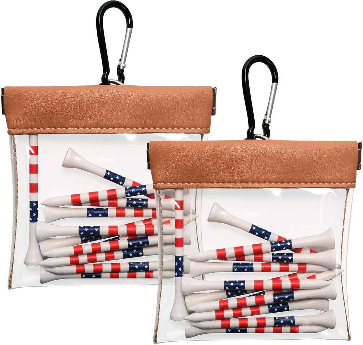FINGER TEN transparent golf tee bag with clip, quick-access on the course.
