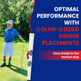 Fingerprints grip guide on clubs illustrates correct grip for steady swings