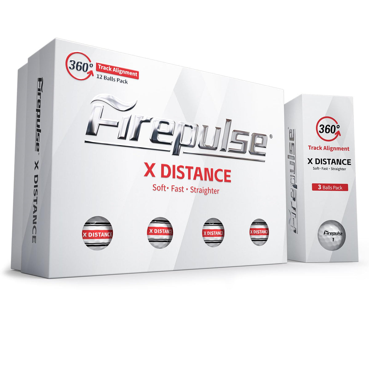 FirePULSE X Distance golf ball with 2-piece Surlyn cover for longer carry and low spin.