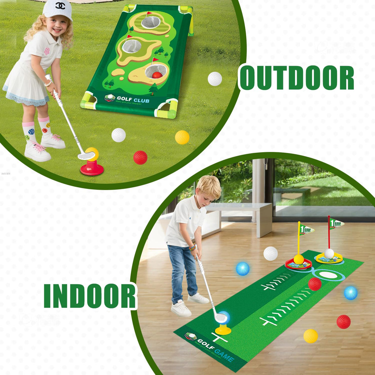 Fistone colorful clubs with soft edges for safe, fun golf play.
