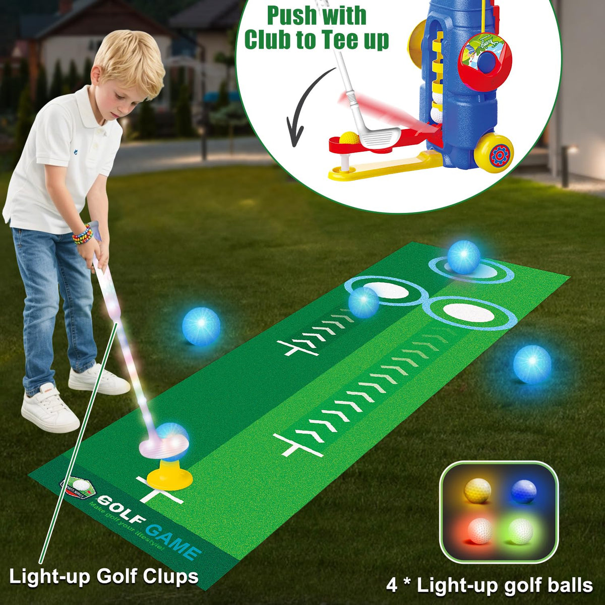 Fistone LED golf balls glow brightly for after-dark practice.