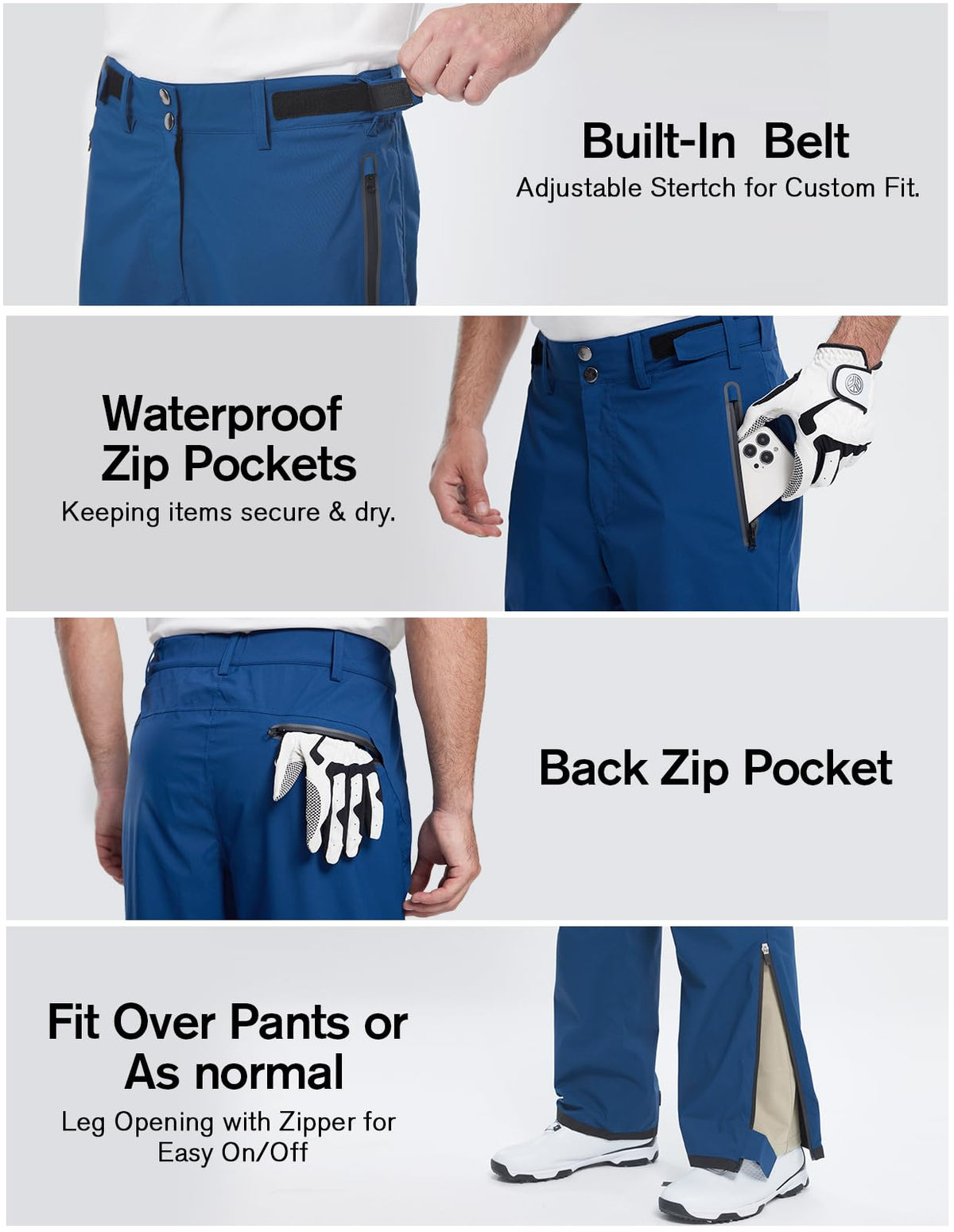 Fit Space Climastorm pants navy pro scene demonstrates real-world use on course