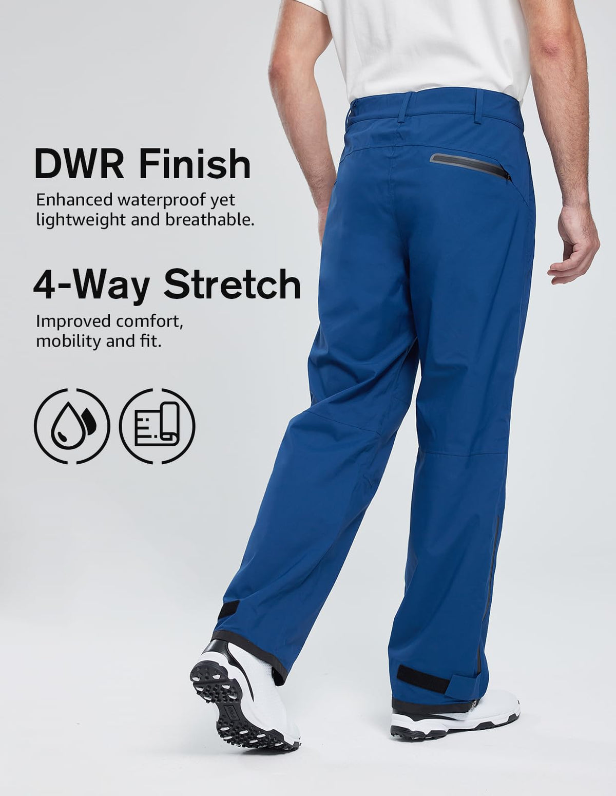 fit space Golf Climastorm built-in adjustable belt ensures secure fit.