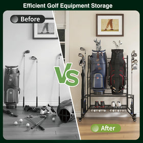 Open-mesh gear storage keeps golf items visible and breathable