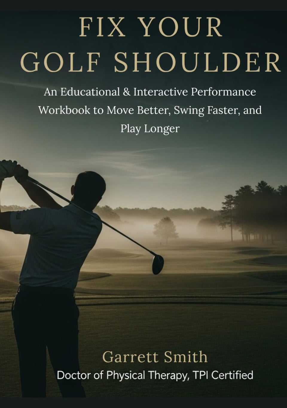 Fix Your Golf Shoulder workbook cover featuring mobility prompts for smoother swing and consistency