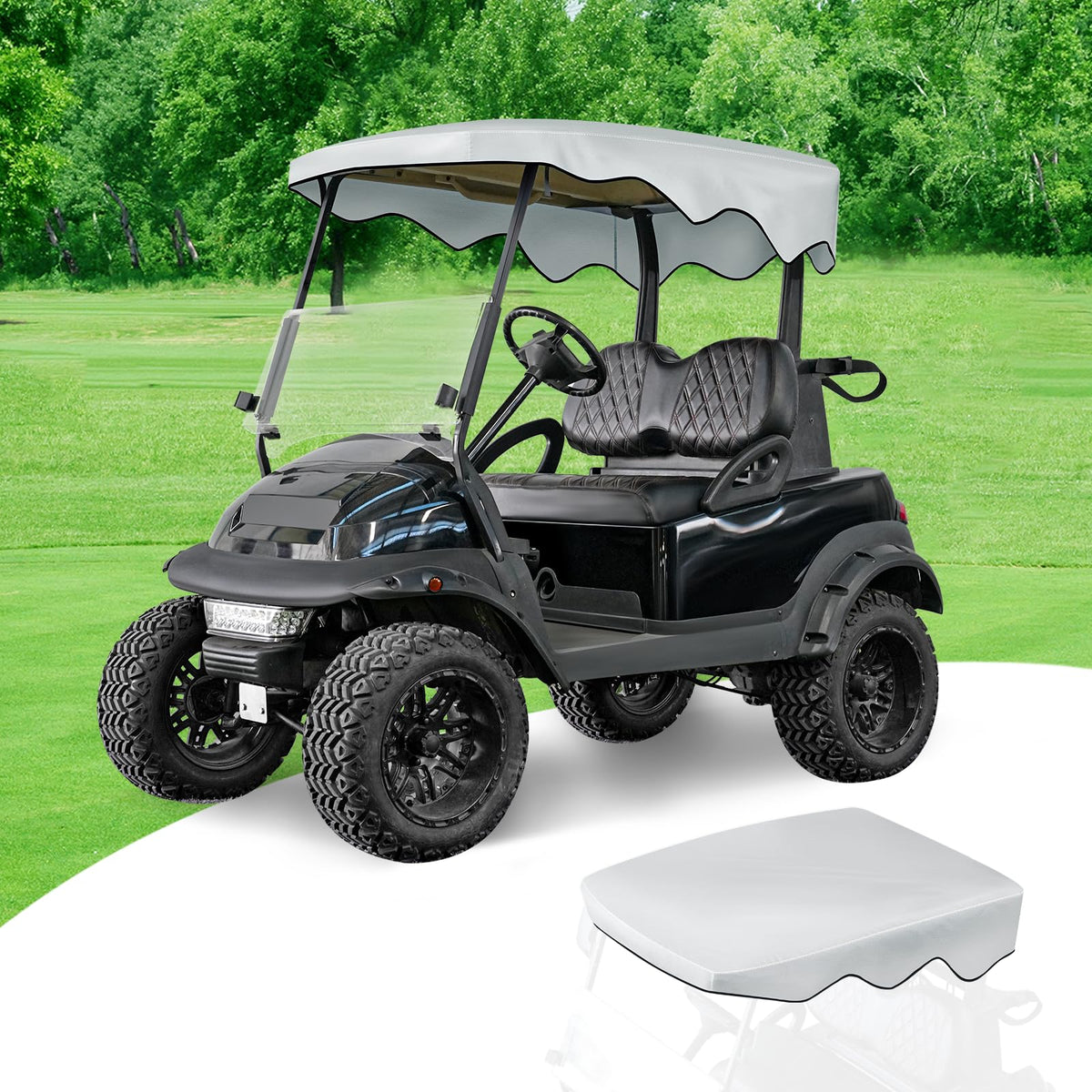FIXHAWK 2P sun shade over Club Car Precedent roof for UV protection