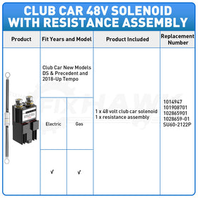 FIXHAWK compatibility chart for 48V Club Car DS, Precedent, Tempo