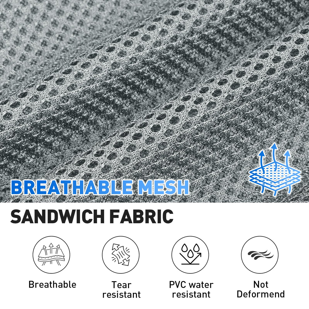 FIXHAWK all-season sandwich fabric stays cool in heat and warm in winter.