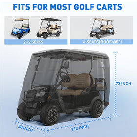 FIXHAWK all-weather golf cart cover protecting against rain, sun, wind, and dust.