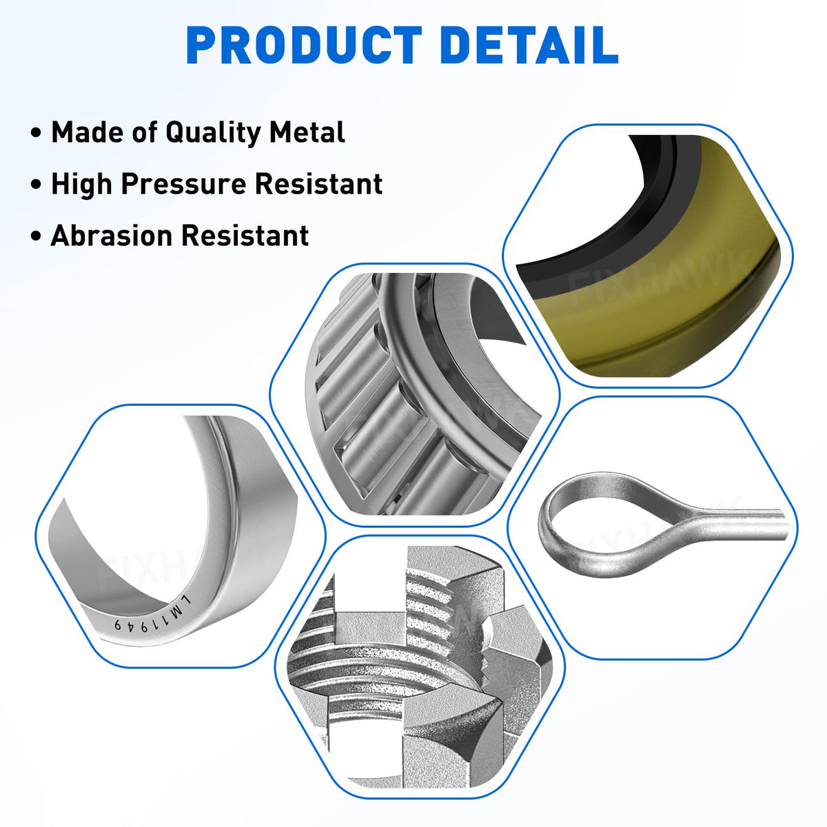 FIXHAWK hub oil seal protects axle and bearings from leaks.