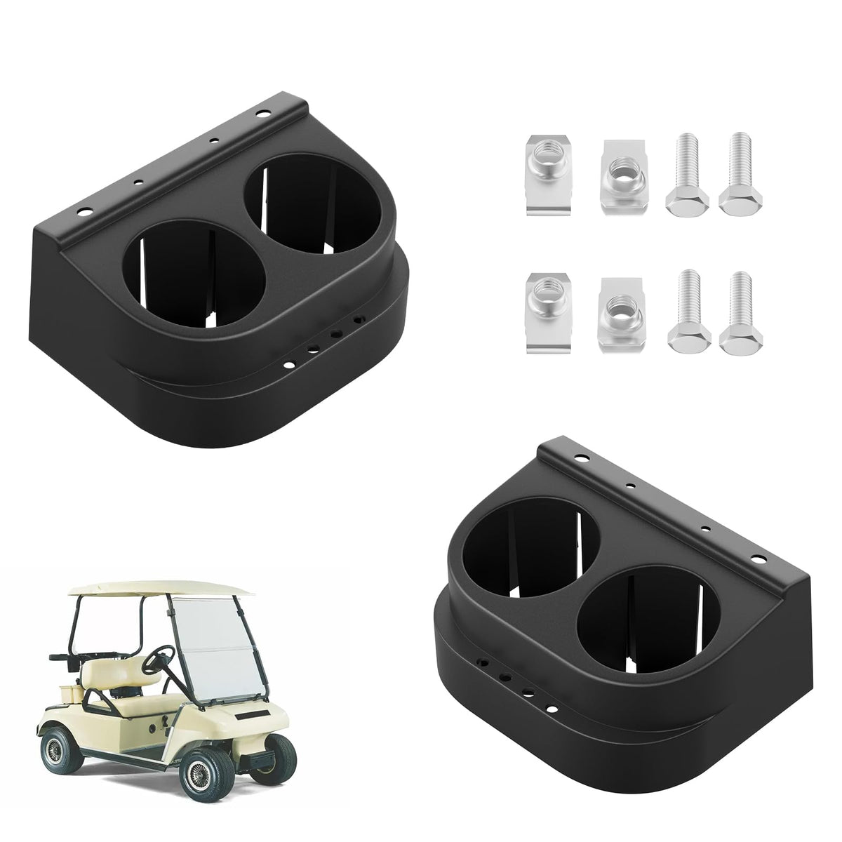 FIXHAWK Club Car DS cup holder kit front view showing sturdy support for drinks
