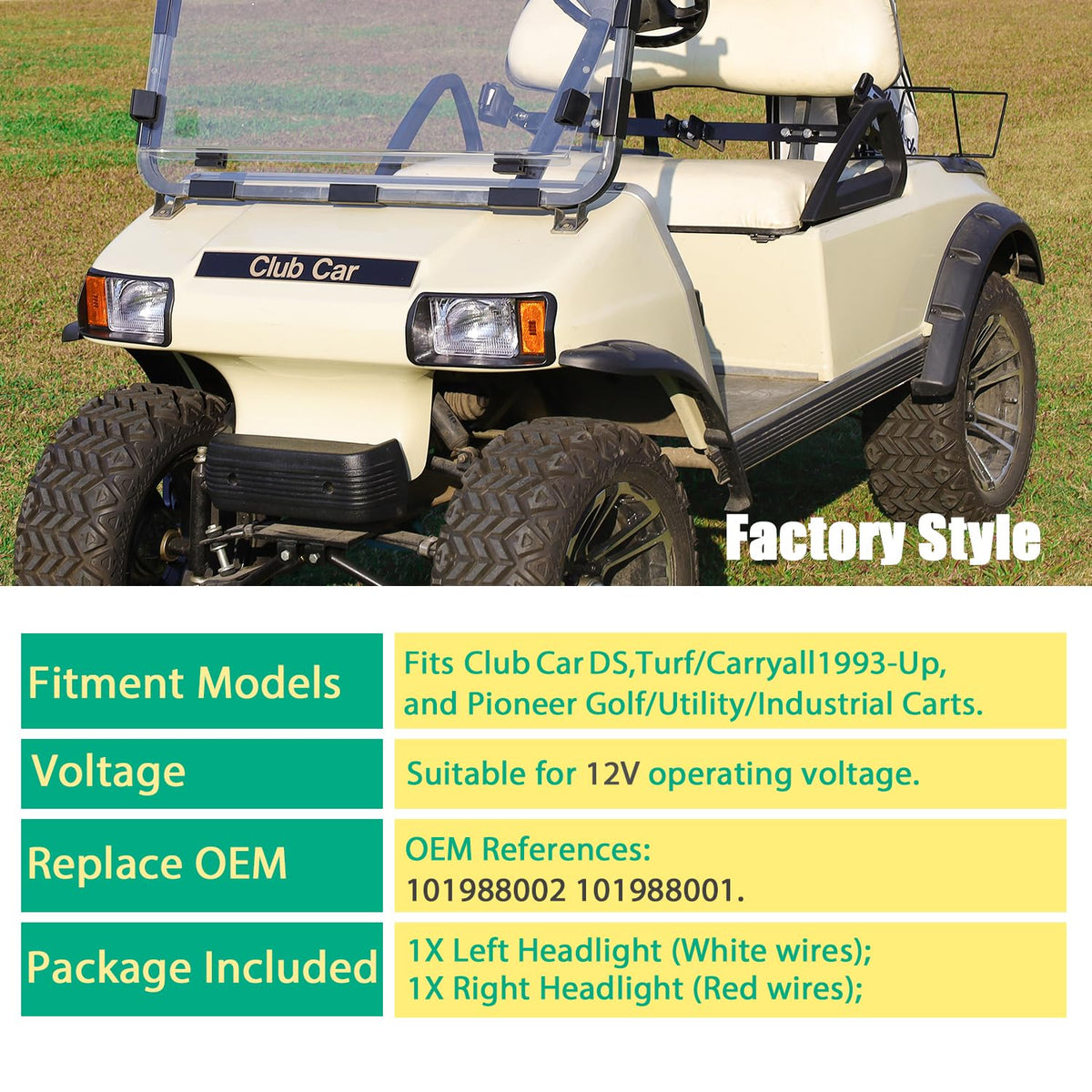 FIXHAWK Club Car DS headlamp in use on cart at dusk improves visibility