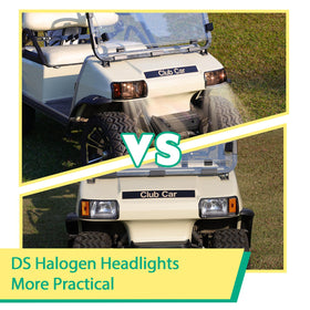 FIXHAWK Club Car DS headlight closeup shows durable housing and lens