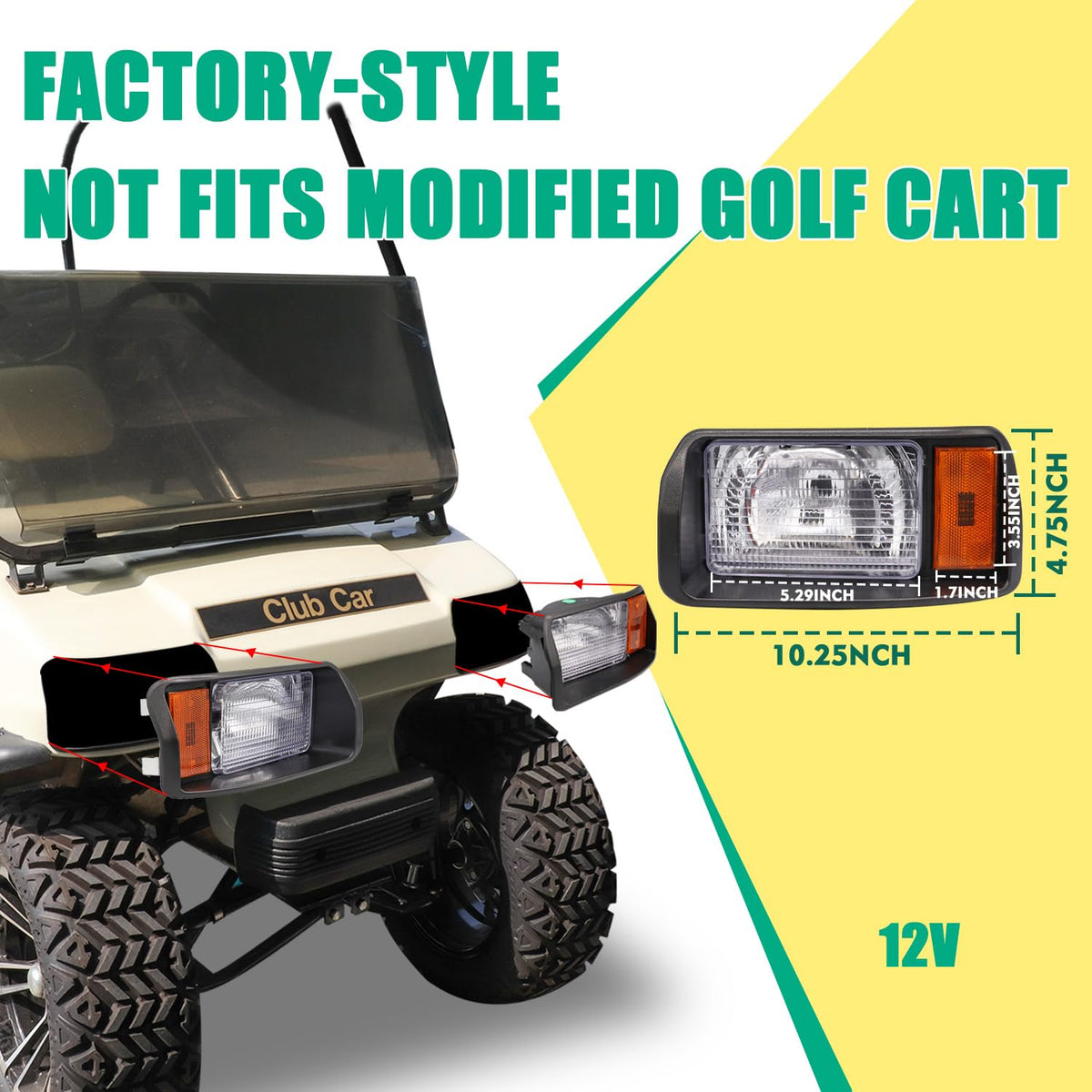 FIXHAWK Club Car DS right headlight ensures even illumination for safer driving