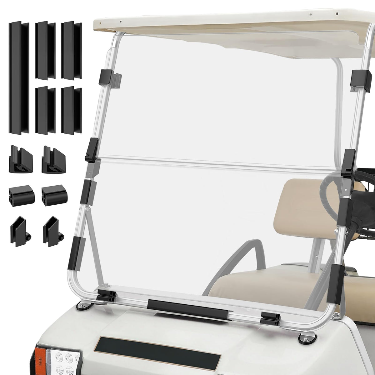 FIXHAWK Club Car DS windshield front view provides clear visibility and wind protection