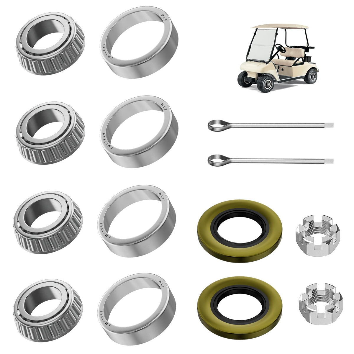 FIXHAWK Club Car front hub bearing kit for DS and Carryall improves ride reliability.