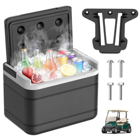 Fixhawk Club Car Precedent cooler with bracket kit keeps drinks accessible on the course