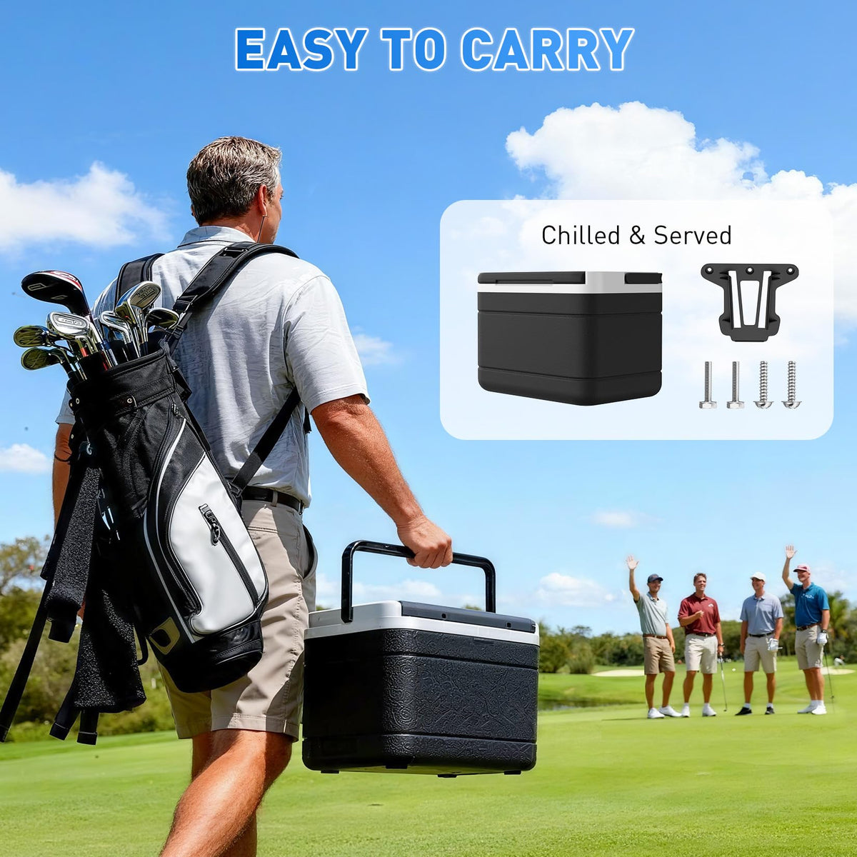 Fixhawk Club Car Precedent cooler holds up to 6 cans for quick access