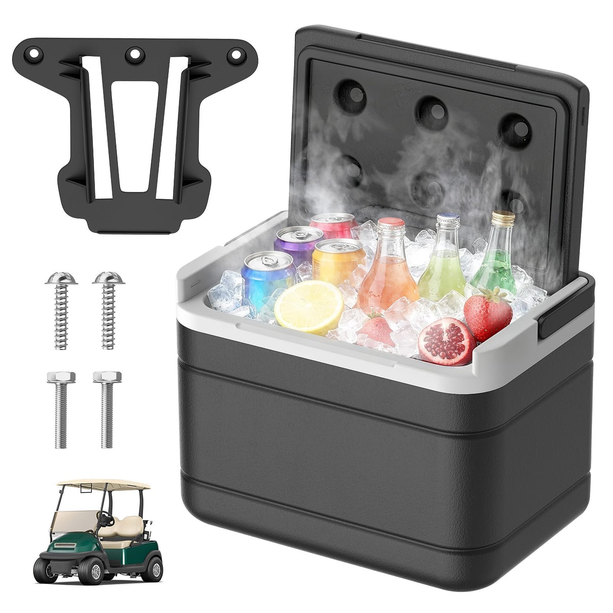 FIXHAWK Club Car Precedent cooler side view for quick refreshment on the course