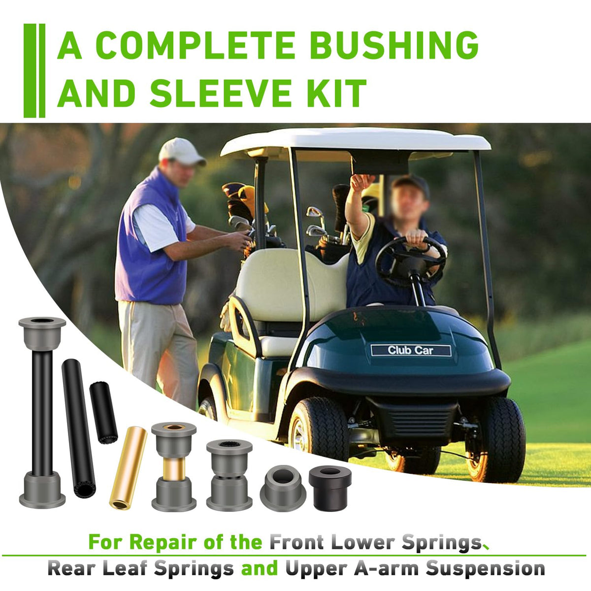 FIXHAWK Club Car Precedent front lower bushings with sleeves reduce wear