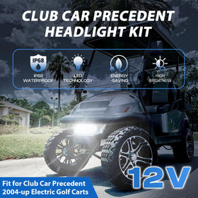 Durable FIXHAWK LED headlights built for longevity on Club Car Precedent.