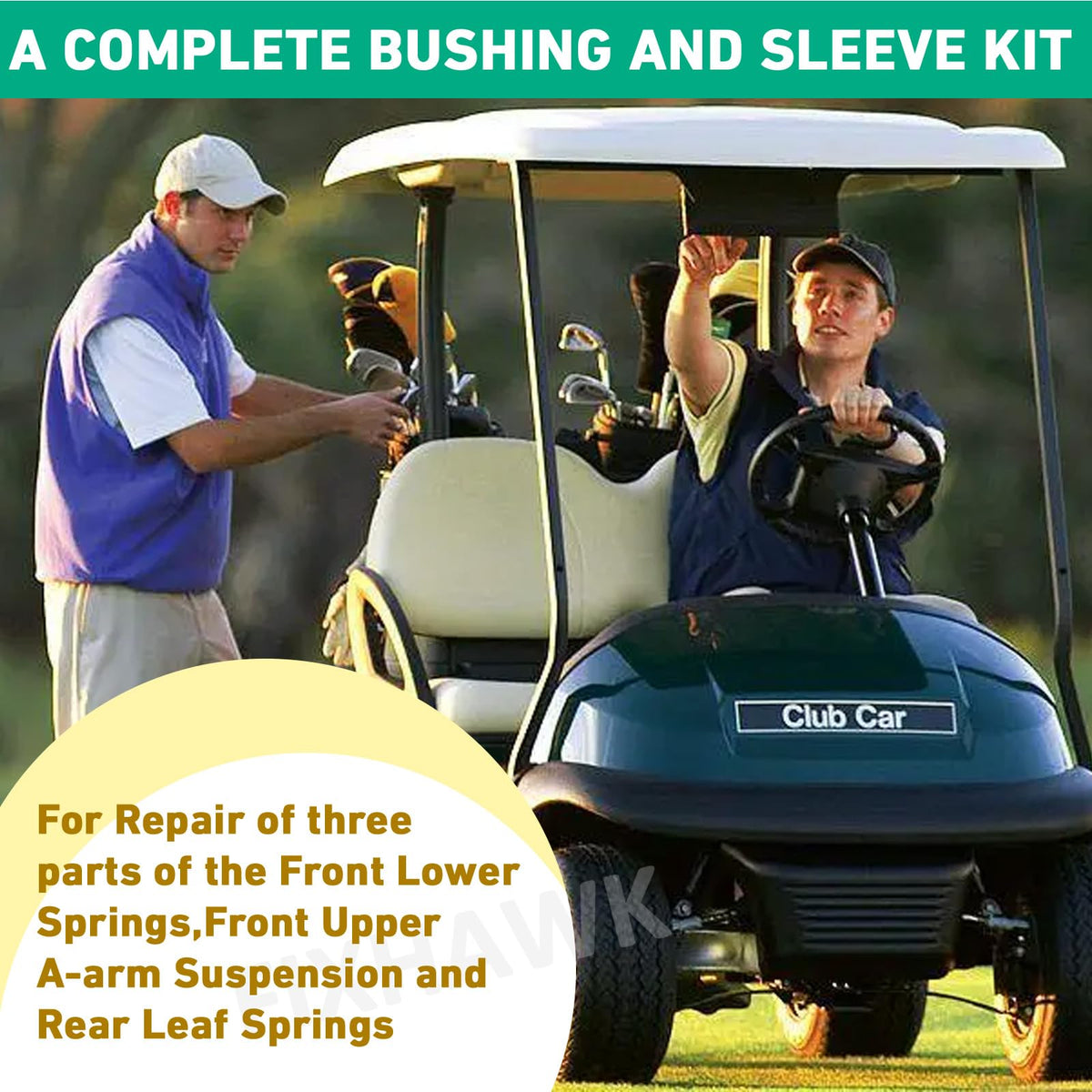 FIXHAWK Club Car Precedent rear leaf spring bushing reduces wear and noise
