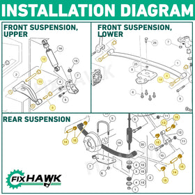 FIXHAWK Club Car Precedent red sleeves improve shock isolation