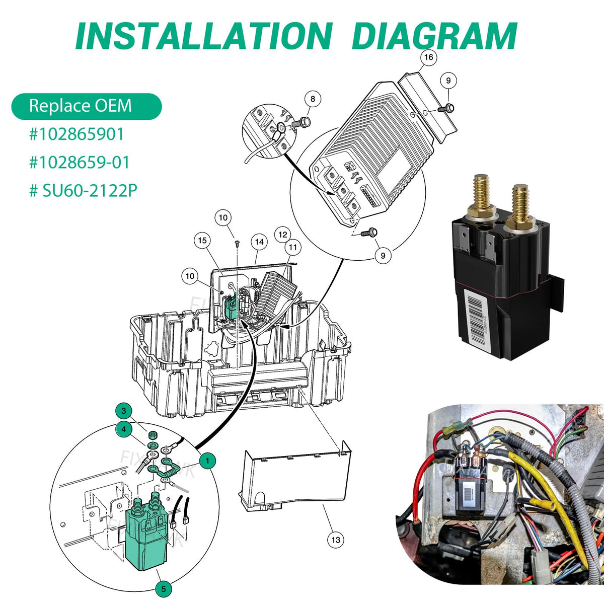 Dimensions label on FIXHAWK 48V solenoid for installation planning