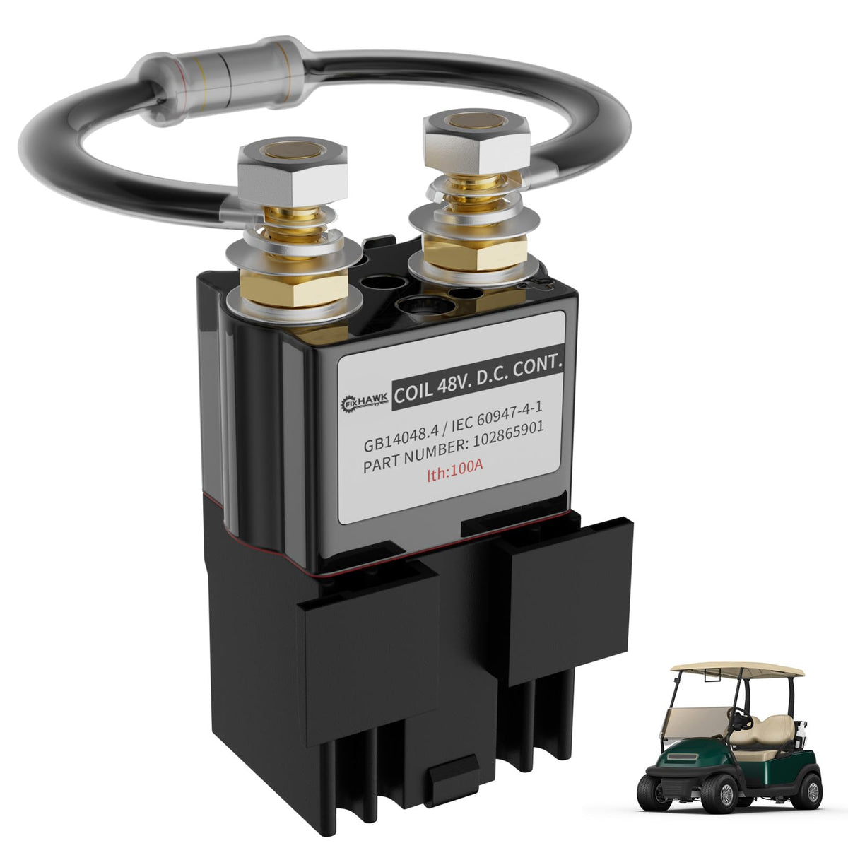 FIXHAWK 48V Club Car solenoid front view for DS/Precedent carts