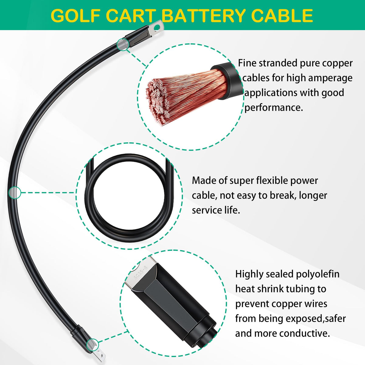 FIXHAWK copper cables for Club Car DS compatible with durable, long-lasting connections.