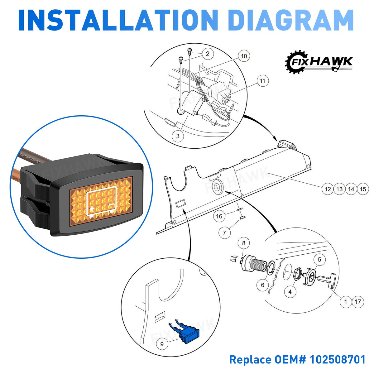 Rugged construction for golf cart electrical environments.