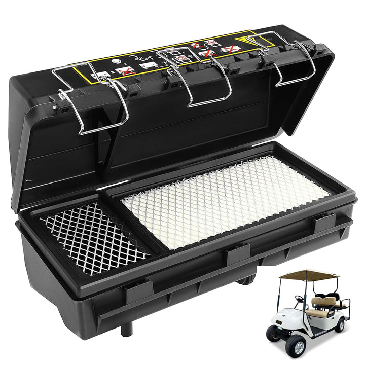 FIXHAWK EZGO air filter box assembly front view helps protect the engine from dust and debris.