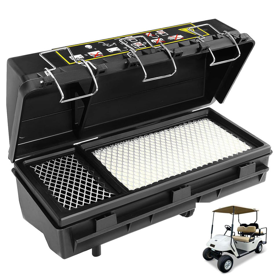 FIXHAWK EZGO air filter box assembly front view helps protect the engine from dust and debris.