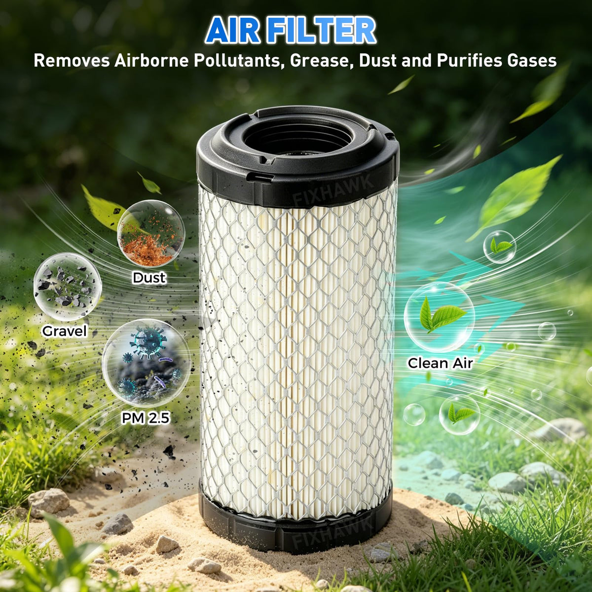 FIXHAWK EZGO air filter close-up enhances engine airflow and protection