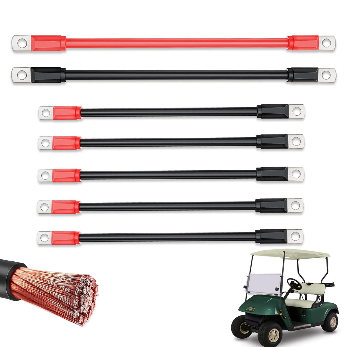 FIXHAWK EZGO battery cables, 7-piece AC/DC wires for reliable golf cart connections