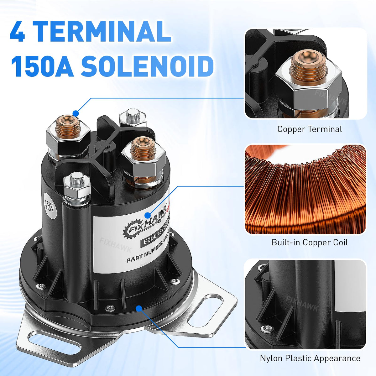 FIXHAWK EZGO RXV compatible solenoid for stable starting performance