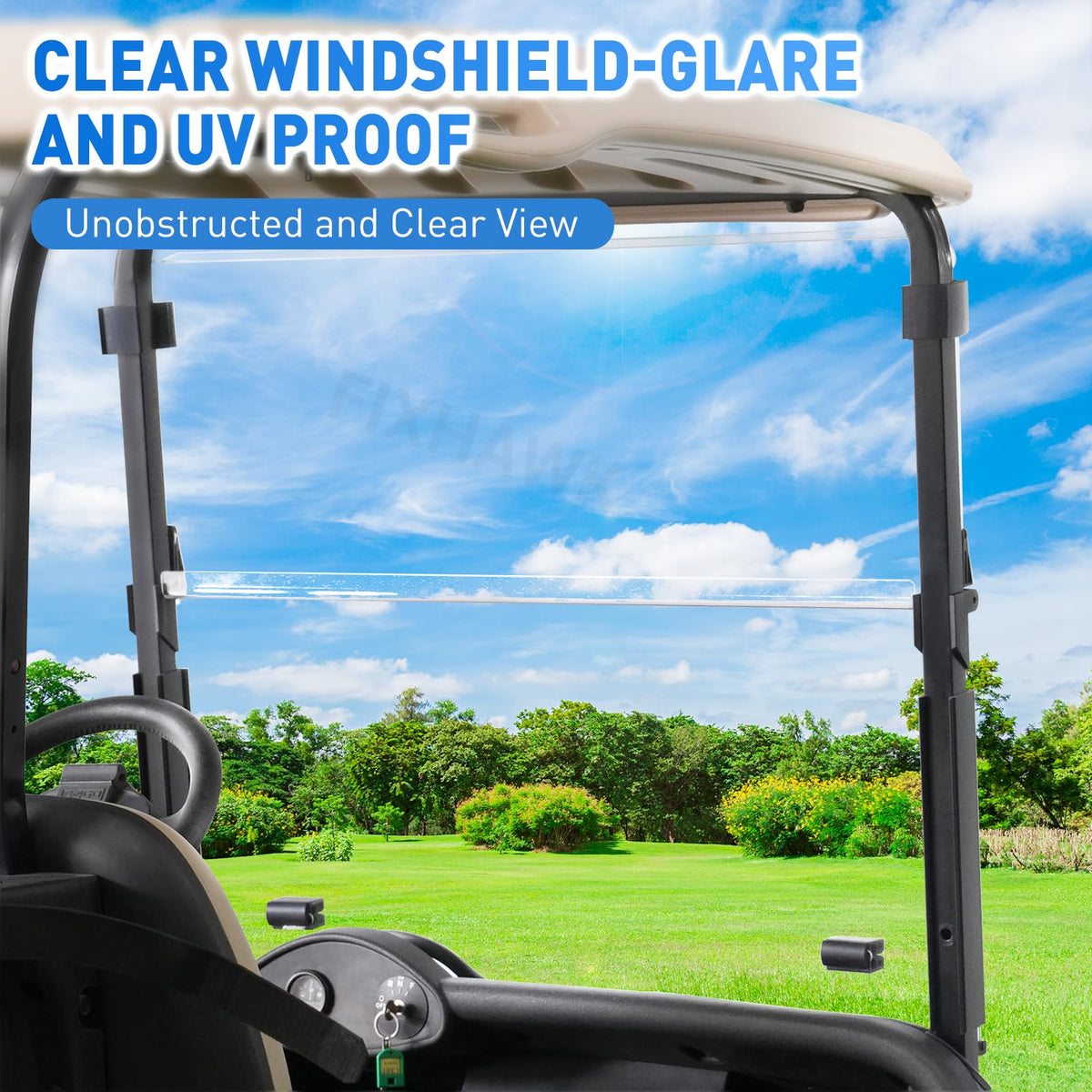 FIXHAWK EZGO RXV windshield lower section provides durable shield against wind and debris.