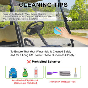 FIXHAWK EZGO RXV windshield packaging shows upper and lower panels with clips.