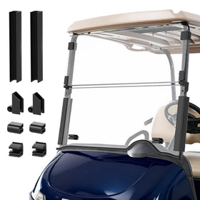 FIXHAWK EZGO RXV windshield upper section demonstrates robust PC construction for weather-ready protection.
