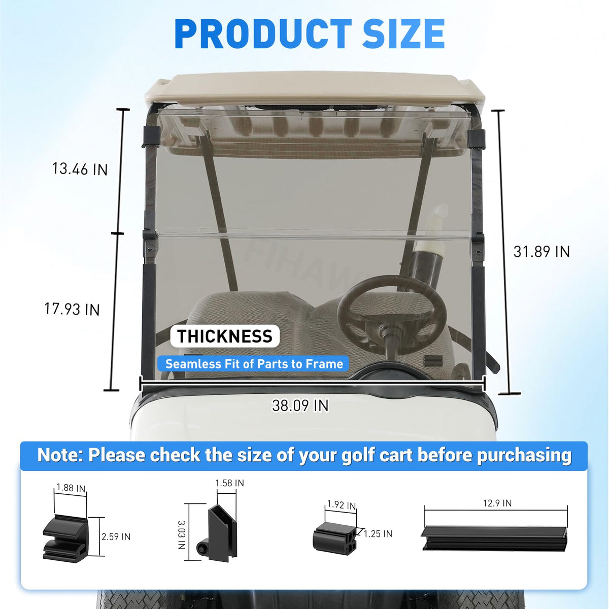 FIXHAWK EZGO RXV windshield withstands wind and rain with weather resistance.