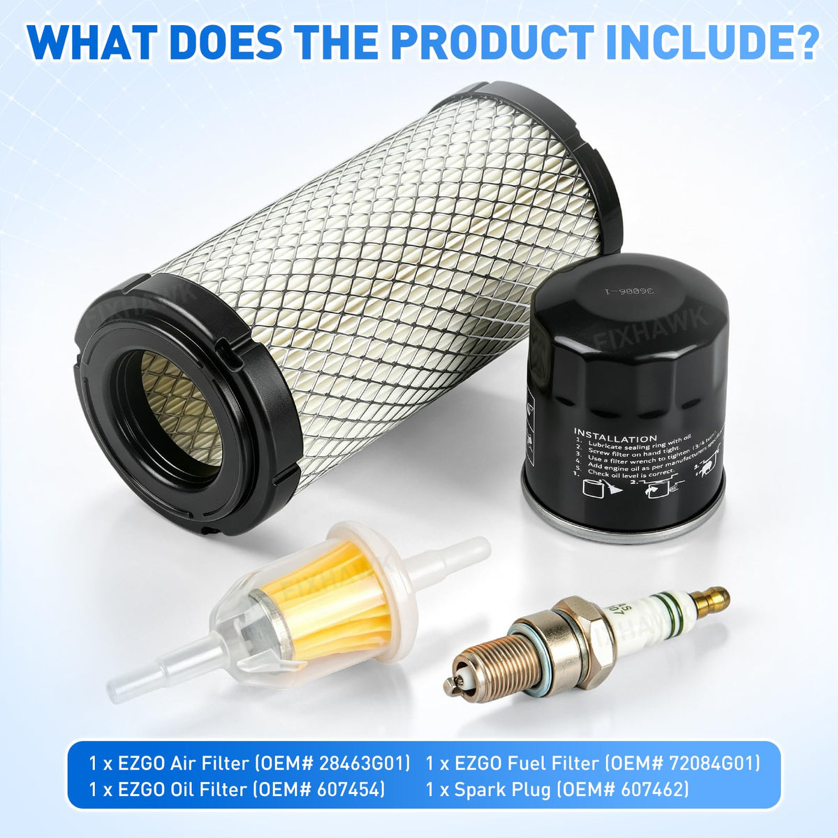 FIXHAWK EZGO spark plug close-up for reliable starts