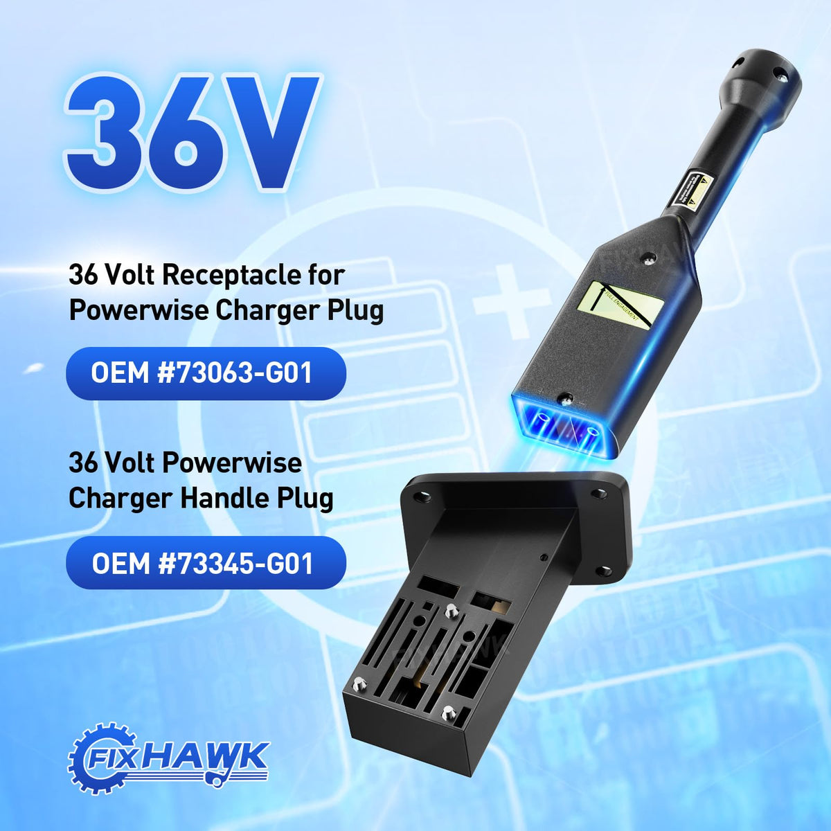 FIXHAWK EZGO TXT charger handle plug detail for quick installation.