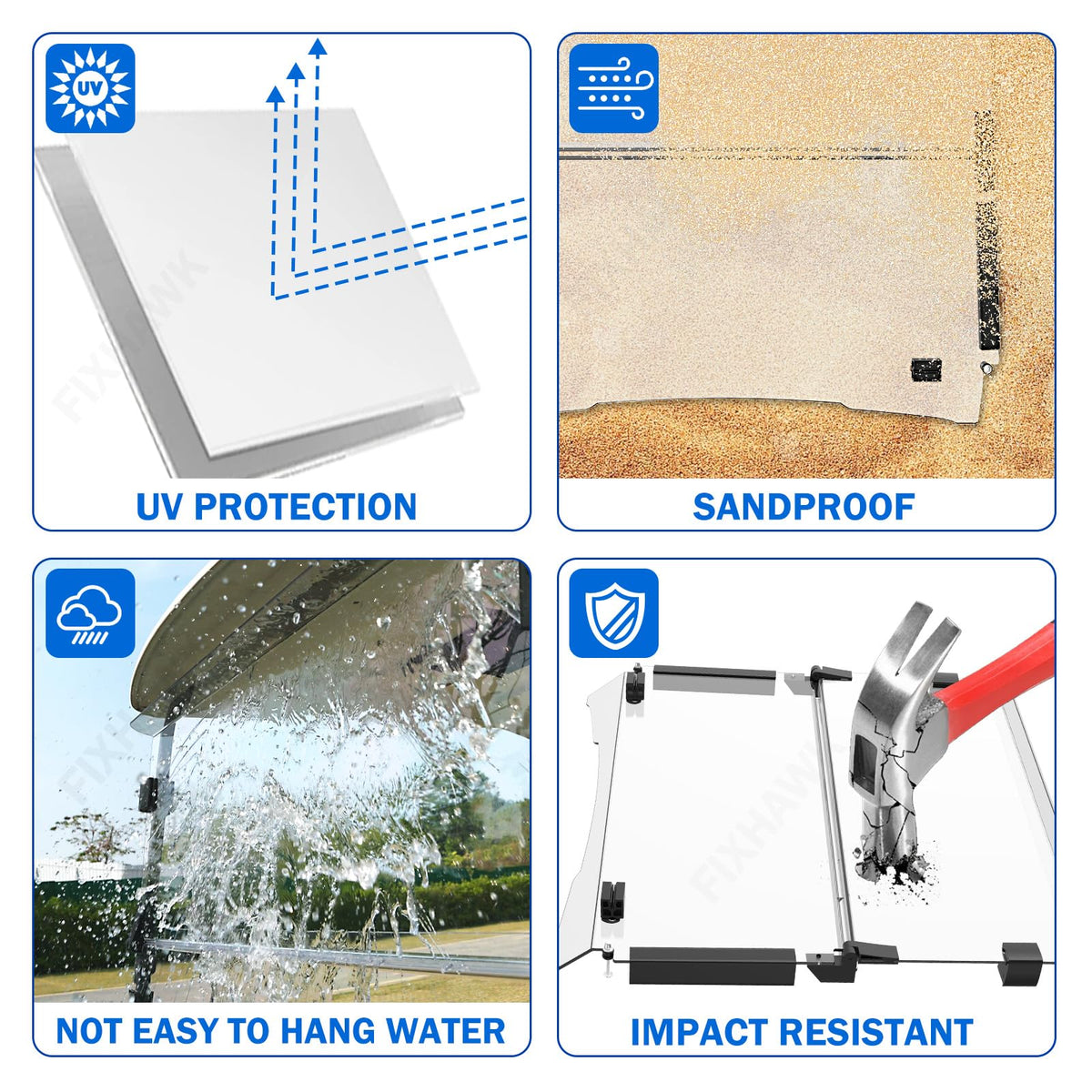 FIXHAWK EZGO windshield provides a clear view with anti-yellowing surface