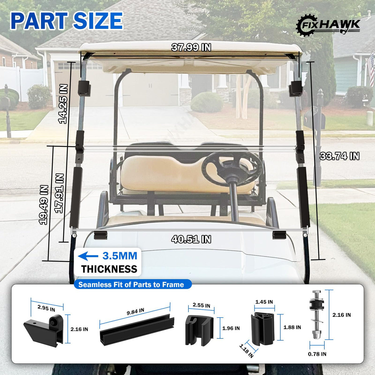 FIXHAWK EZGO windshield clip and screw kit included for easy installation