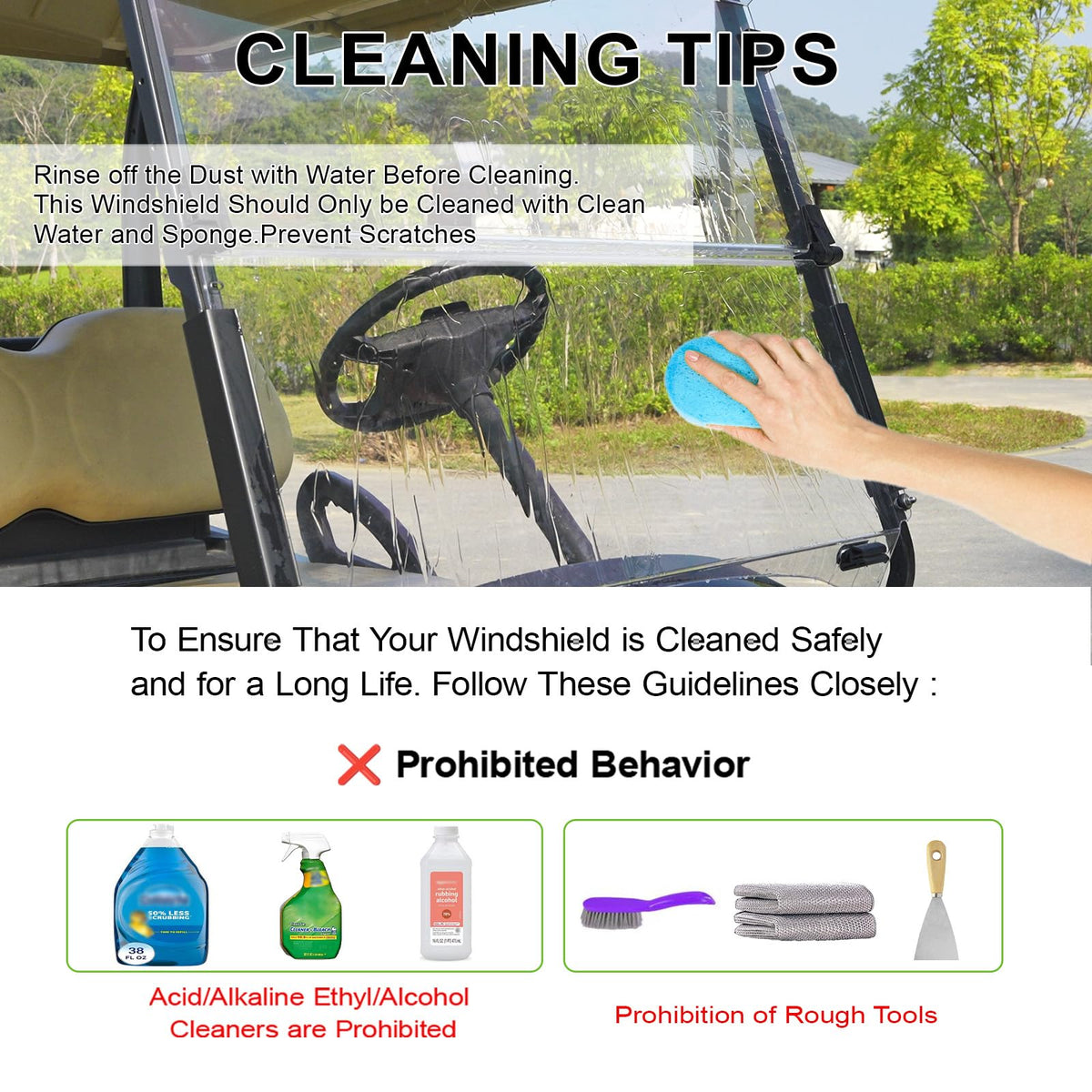 FIXHAWK EZGO windshield compatible with 1995–2013 TXT/DCS/PDS models
