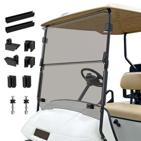 FIXHAWK EZGO windshield folded into two halves for compact storage and wind protection.