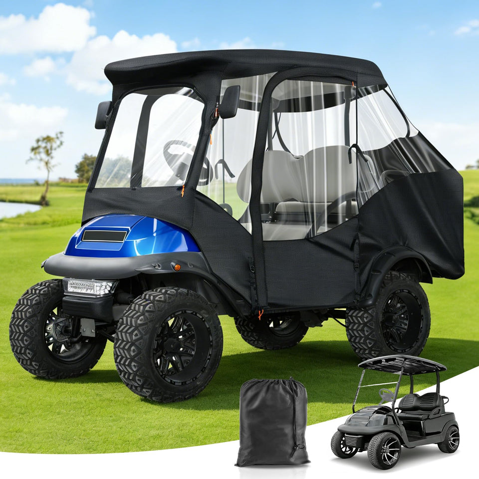 FIXHAWK four-passenger enclosure with 57.5-inch roof shields riders from rain and wind