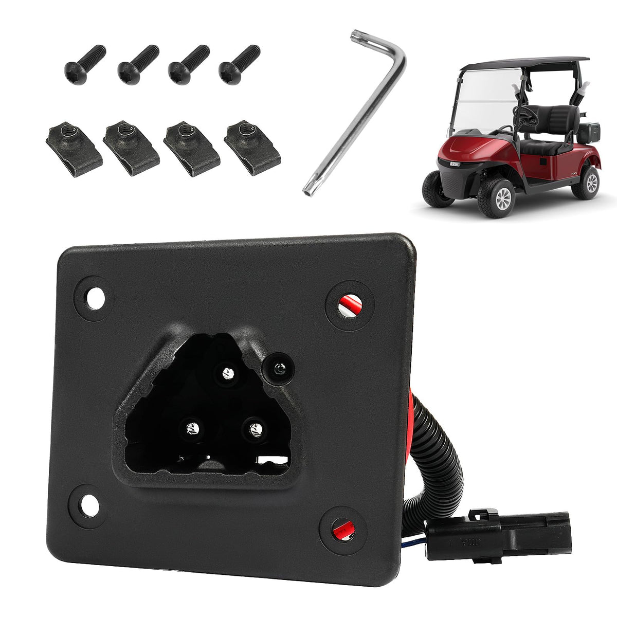 FIXHAWK golf cart 48V charger receptacle for EZGO RXV delivers stable charging connection.