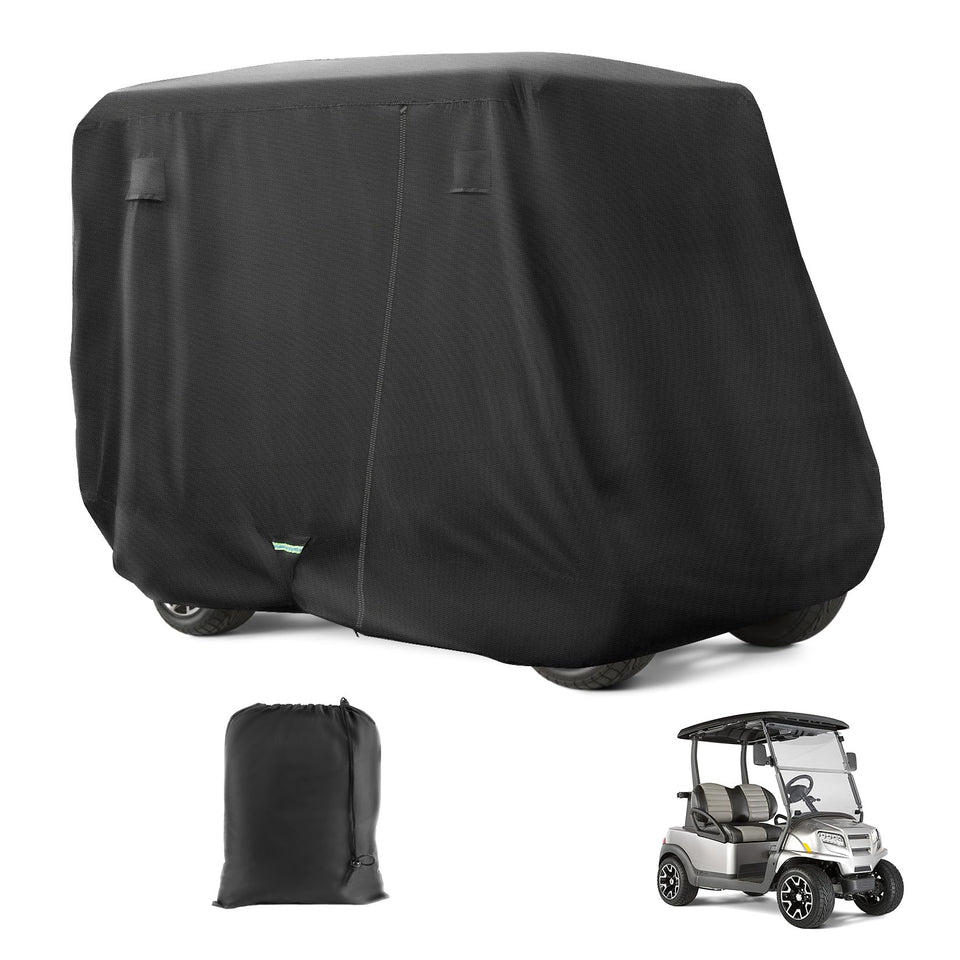 FIXHAWK golf cart cover front view protects 2-4 passenger carts from sun and rain.