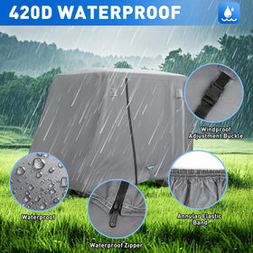 FIXHAWK golf cart cover rear zipper door for convenient rear access.